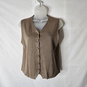 Barry Bricken Vintage 100% Silk Knit Sweater Button Front‎ Vest sz XS